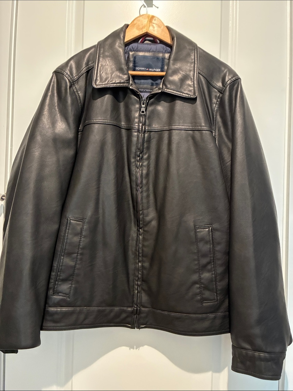 Tommy Hilfiger Black Leather Bomber Jacket